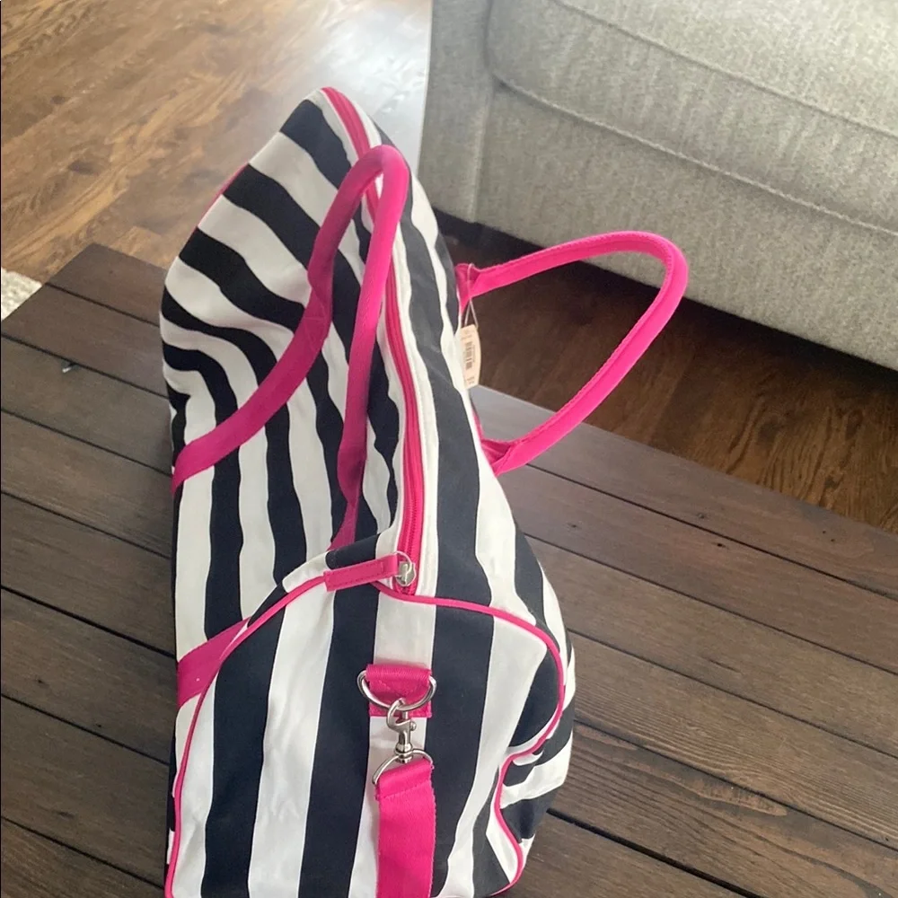 Victoria's Secret Striped Tote Bag with Pink Accents with tag